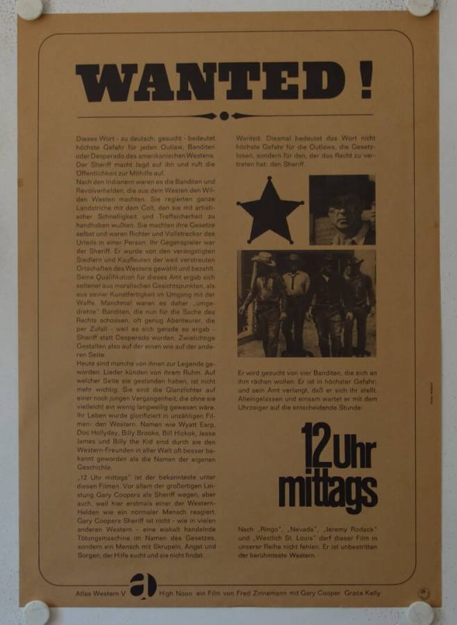 12 Uhr Mittags originales deutsches Filmplakat (R60s)
